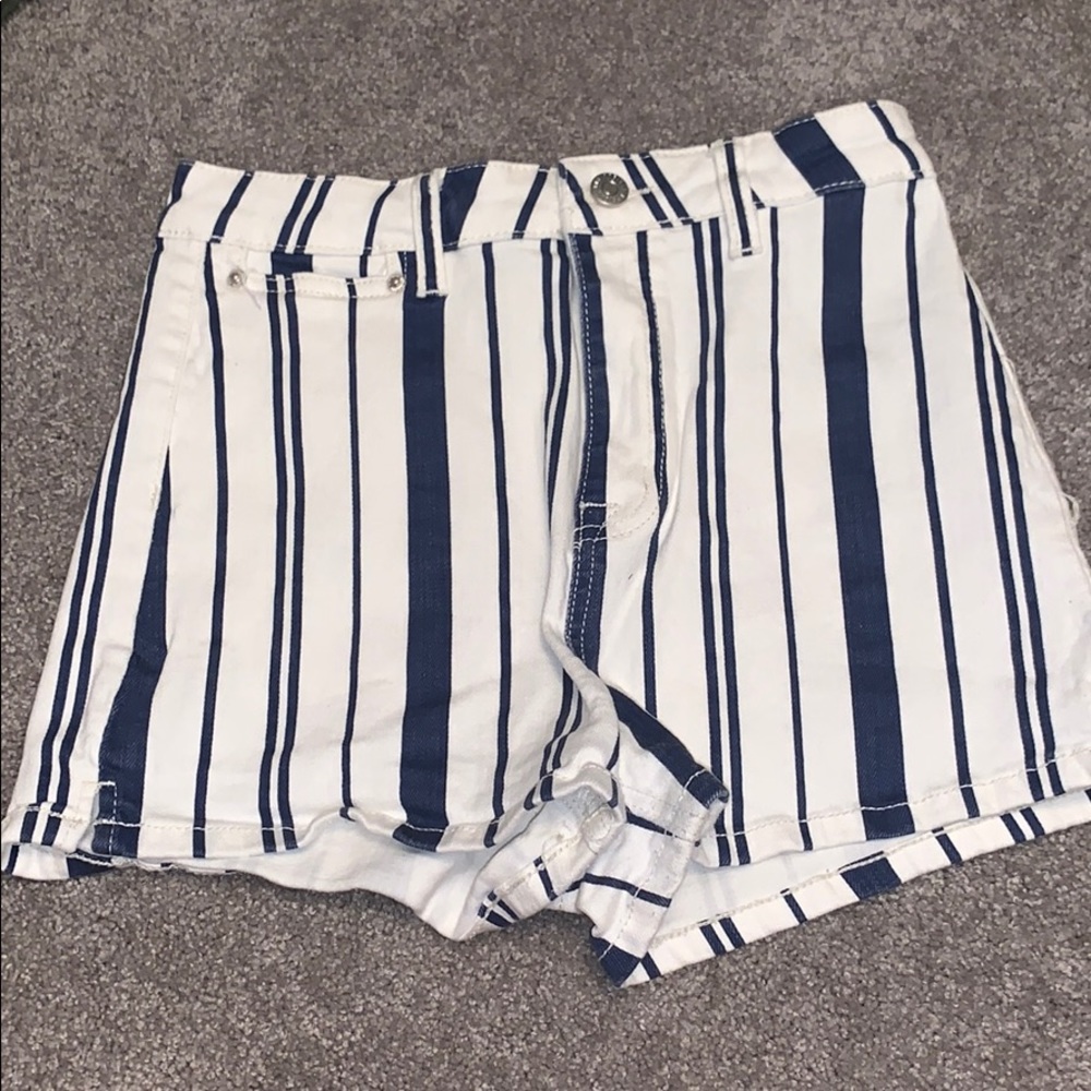 White and blue striped denim shorts!